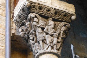 Capitel del rey David y los músicos en la Catedral de Jaca