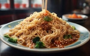 Plato de noodles, una de las comidas típicas de Pekín