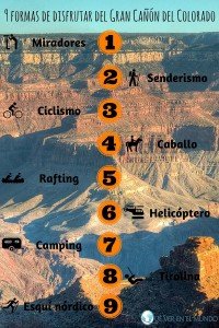 Infografía 9 formas de disfrutar del Gran Cañón del Colorado