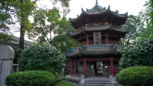 Jardines de la Gran Mezquita de Xian, una de las más antiguas de China