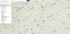 Mapa de la ruta en moto por las vegas de Madrid