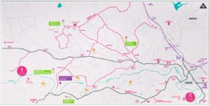 Mapa de la ruta en coche por la floración de Cieza